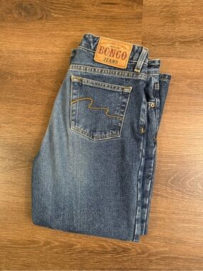 BONGO Jeans Dark Blue Relaxed Fit Jeans with Contrast Stitching
